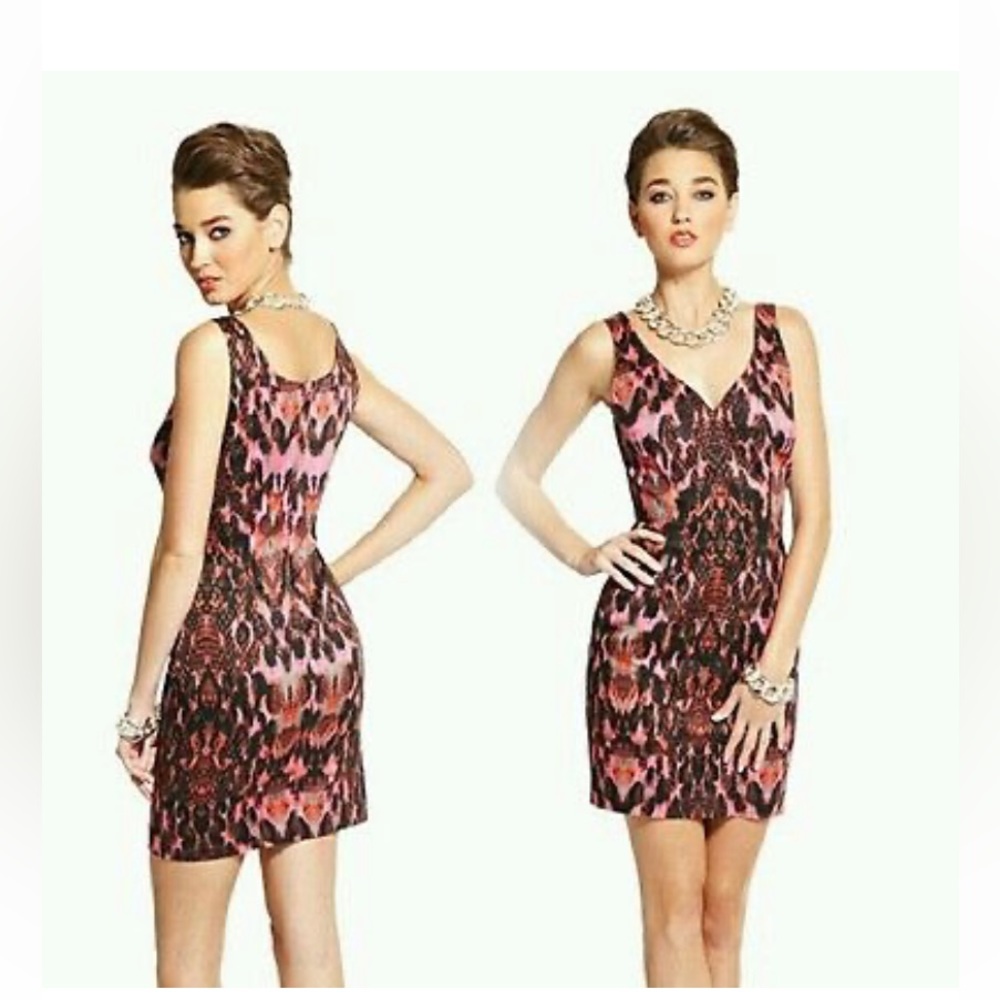 Guess by Marciano Vibrant  Red-Pink-Black Pattern Dress Size S (6)